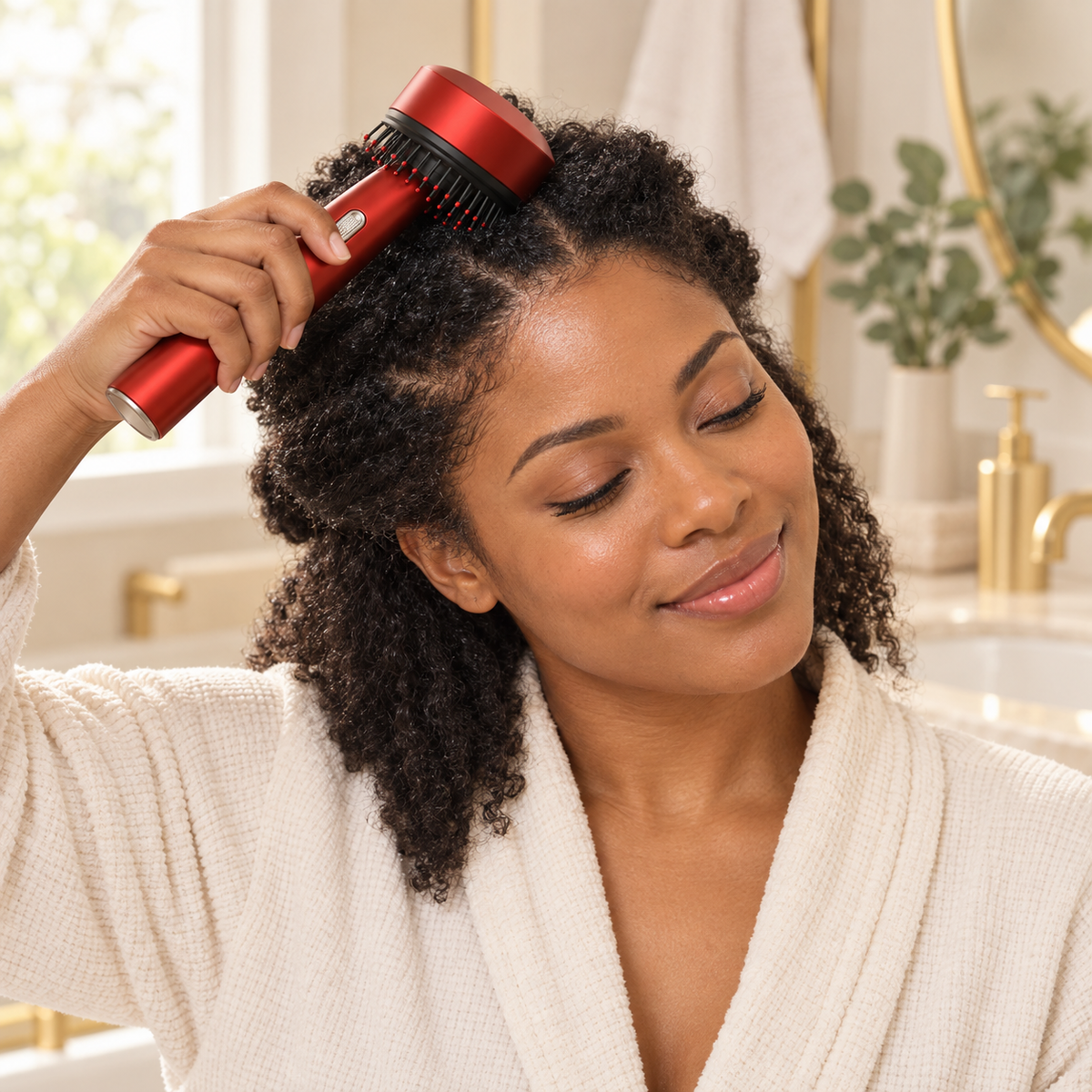 Peigne Masseur Cuir Chevelu Lumière Rouge | Stimule la Pousse & Apaise le Stress